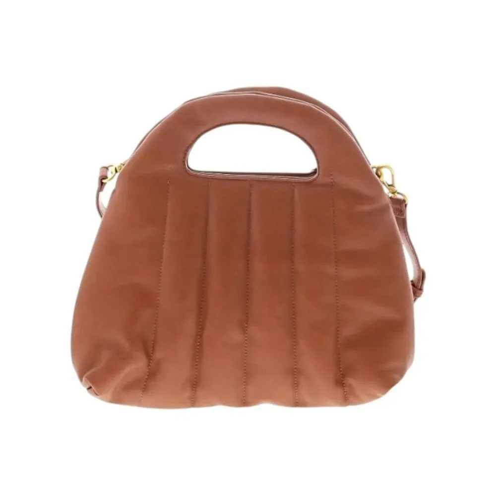 NWT! FAWN Design The Quilted Handbag Crossbody Shoulder Puffy Brown Matte Purse
